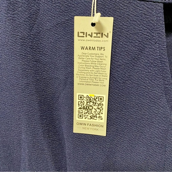Owin Dark Blue Dress 👗 Sz XL NWT Pockets & Keyhole Neck - Picture 4 of 7